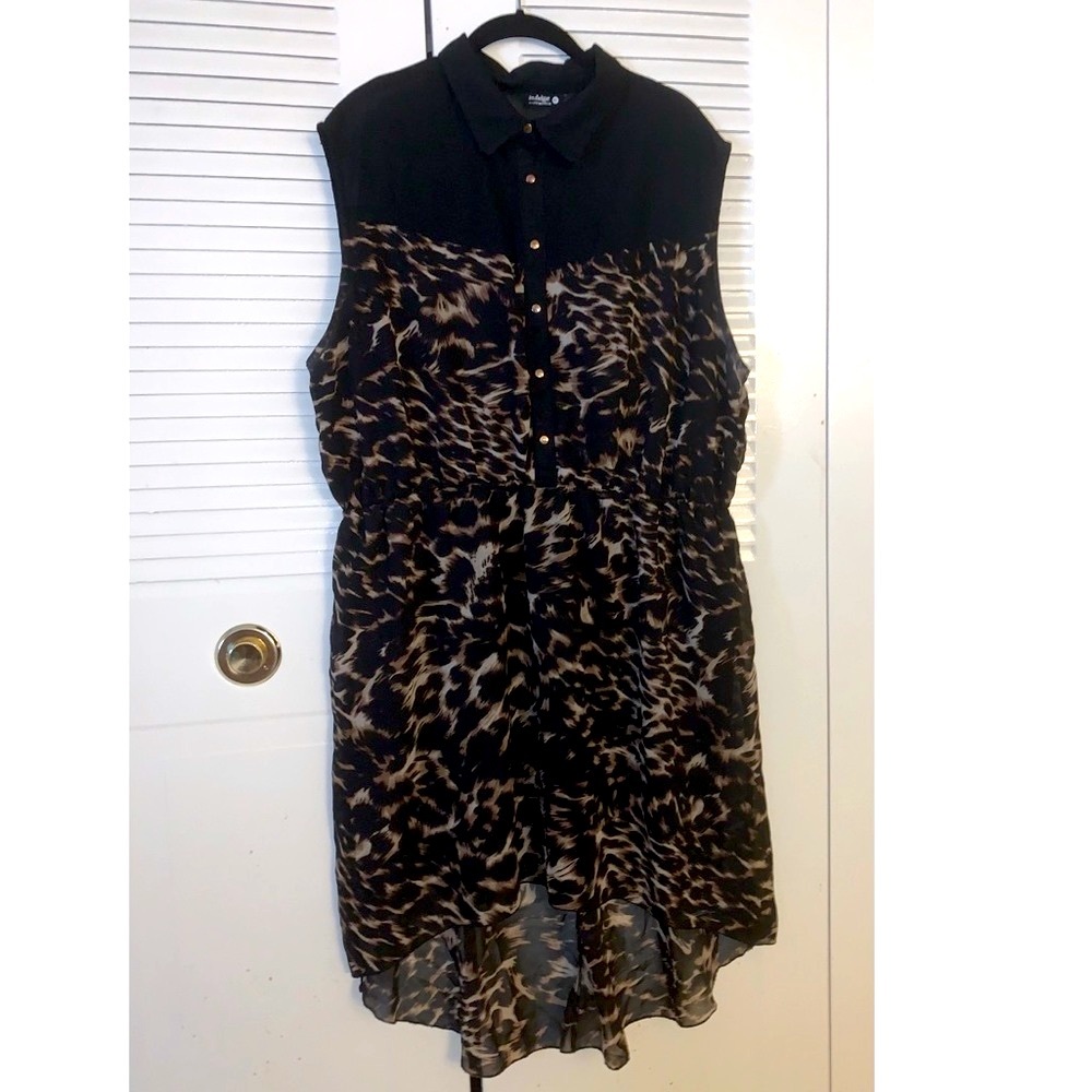 Sleeveless Animal Print High-Low Dress